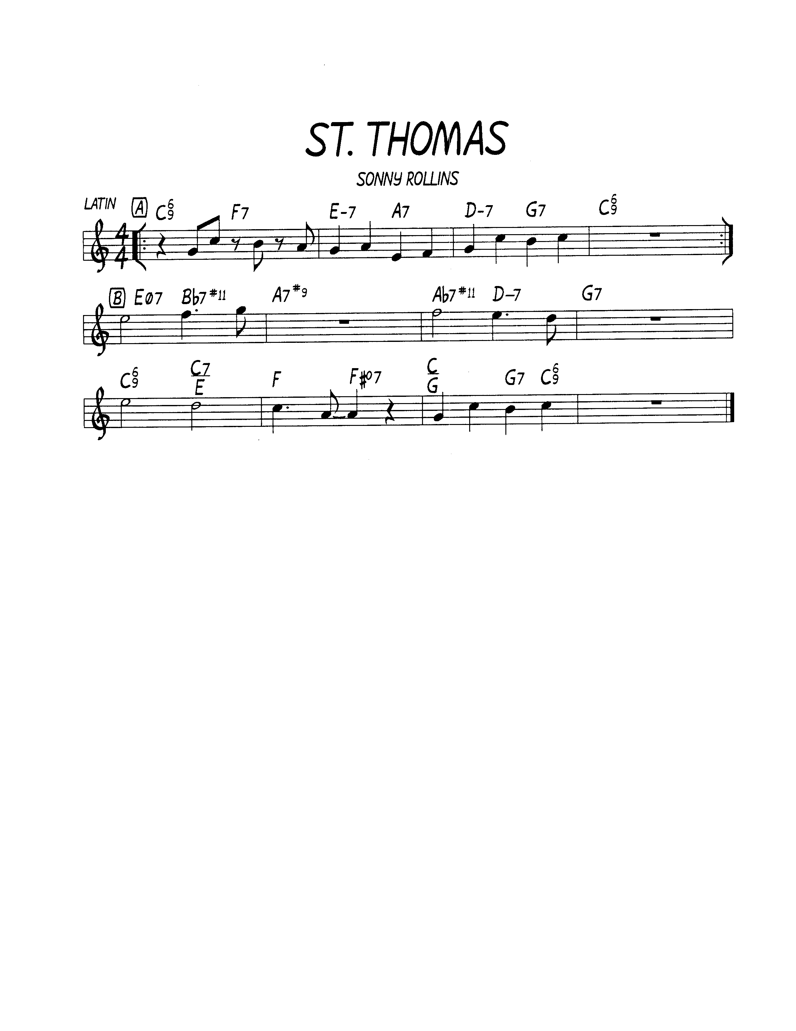 Ноты джазового стандарта: St.Thomas (Sonny Rollins)