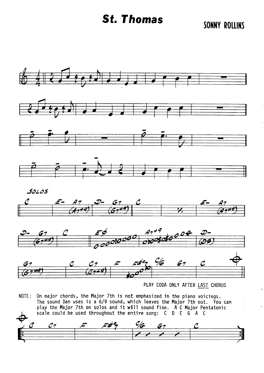 Ноты джазового стандарта: St.Thomas (Sonny Rollins)