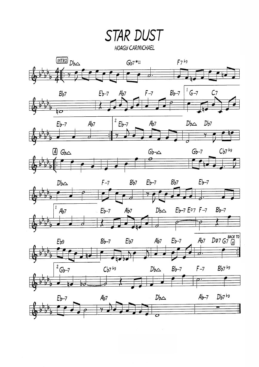 Ноты джазового стандарта: Star dust (Hoagy Carmichael)