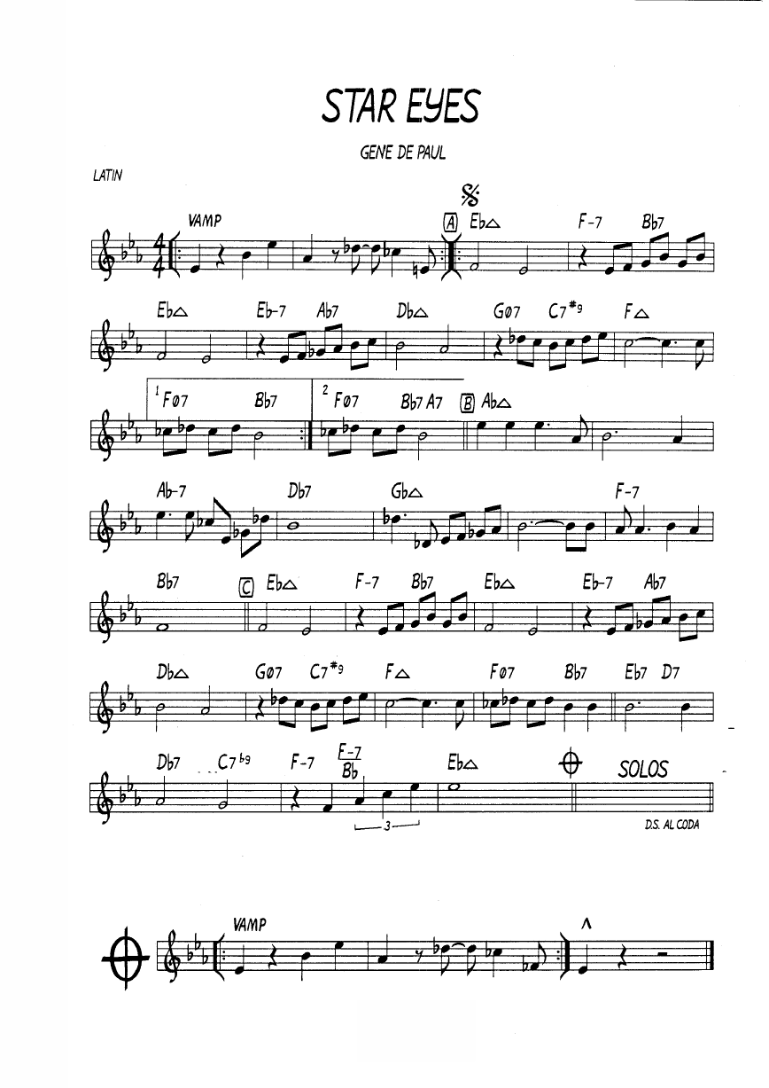Ноты джазового стандарта: Star eyes (Gene De Paul)
