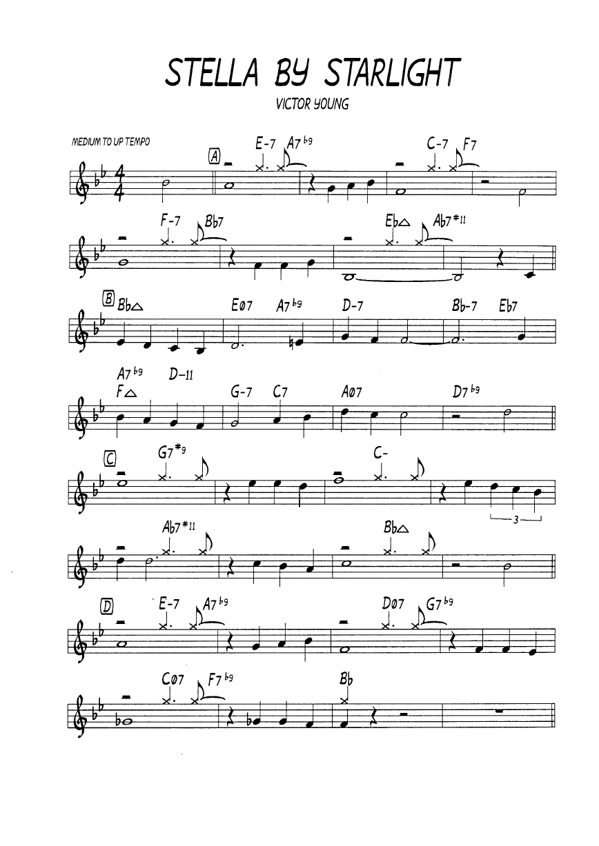 Ноты джазового стандарта: Stella by starlight (Victor Young)