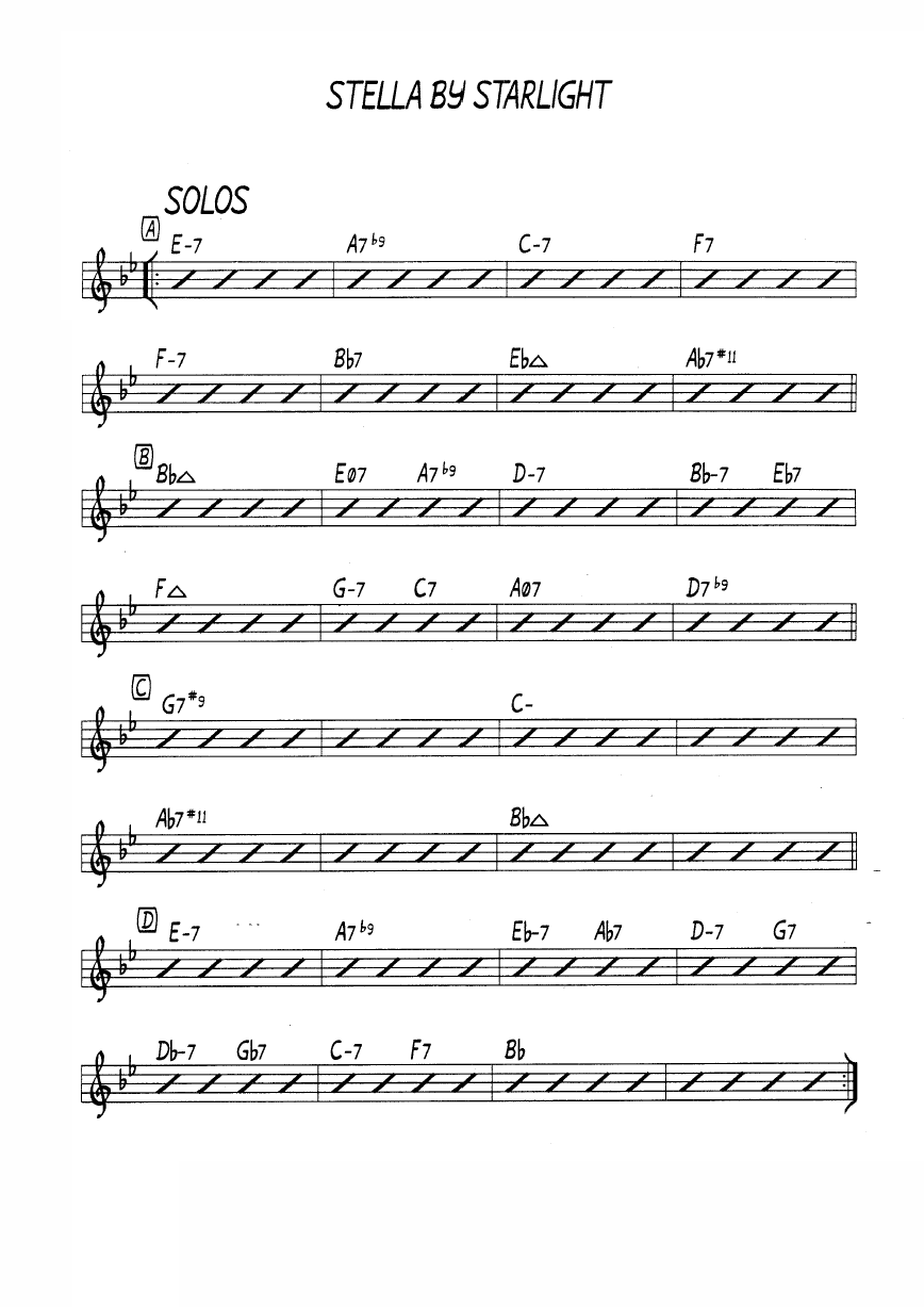 Ноты джазового стандарта: Stella by starlight (Victor Young)