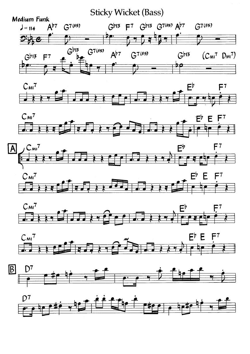 Ноты джазового стандарта: Sticky wicket (Al Jarreau/Jay graydon/Greg Phillingandes)