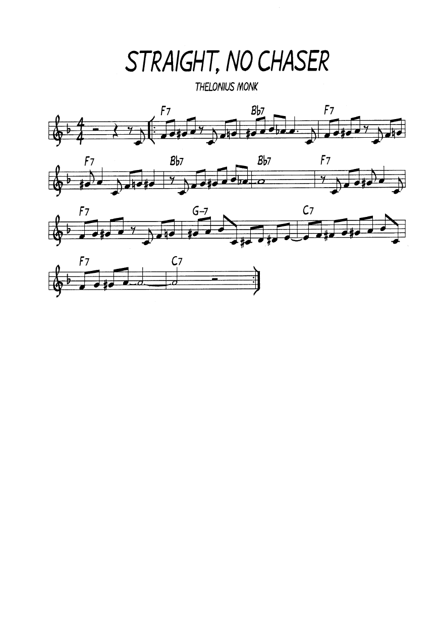Ноты джазового стандарта: Straight, no chaser (Thelonious Monk)