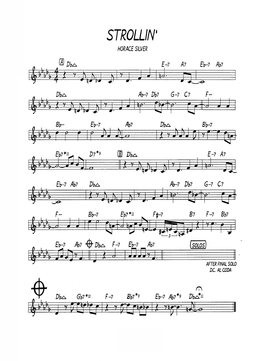 Ноты джазового стандарта: Strollin' (Horace Silver)