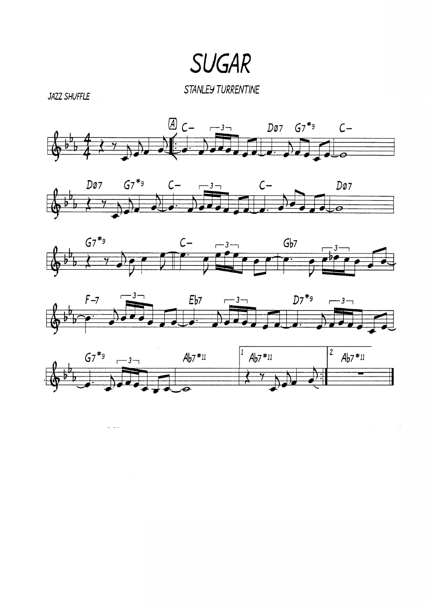 Ноты джазового стандарта: Sugar (Stanley Turrentine)