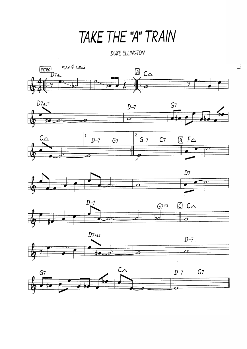 Ноты джазового стандарта: Take the a train (Billy Strayhorn)