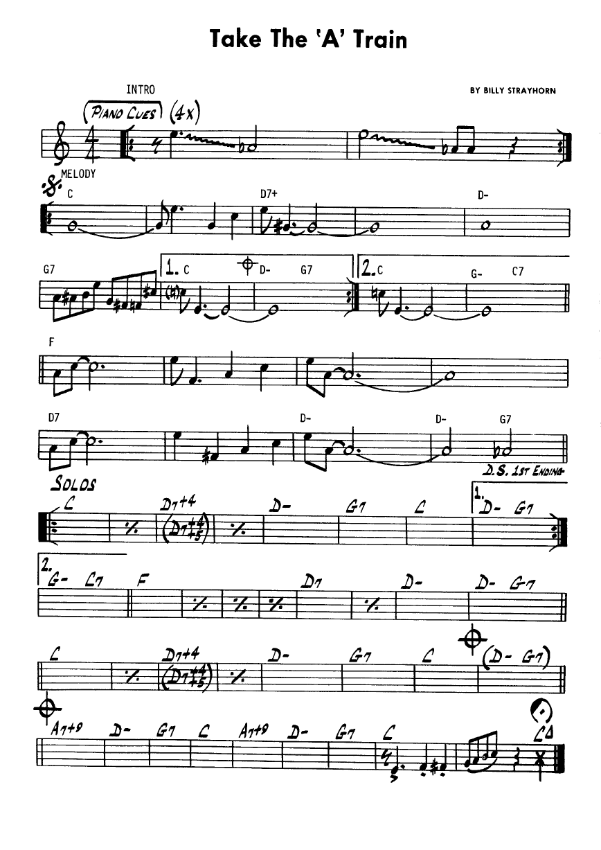 Ноты джазового стандарта: Take the a train (Billy Strayhorn)