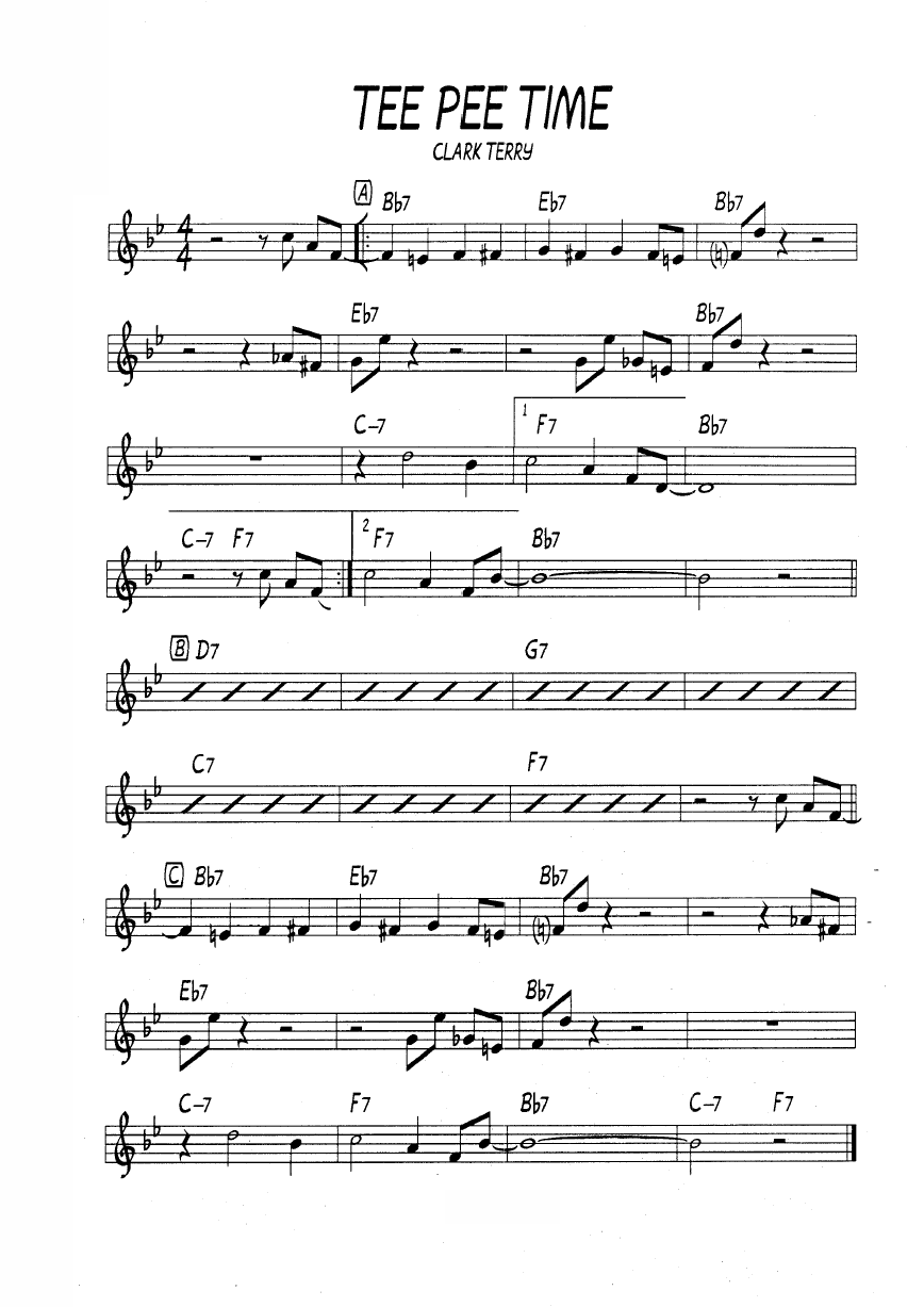 Ноты джазового стандарта: Tee pee time (Clark Terry)