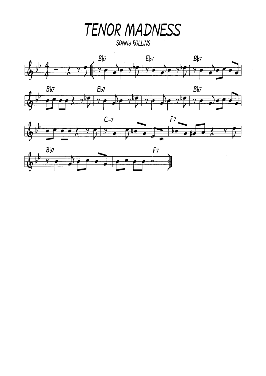 Ноты джазового стандарта: Tenor madness (Sonny Rollins)
