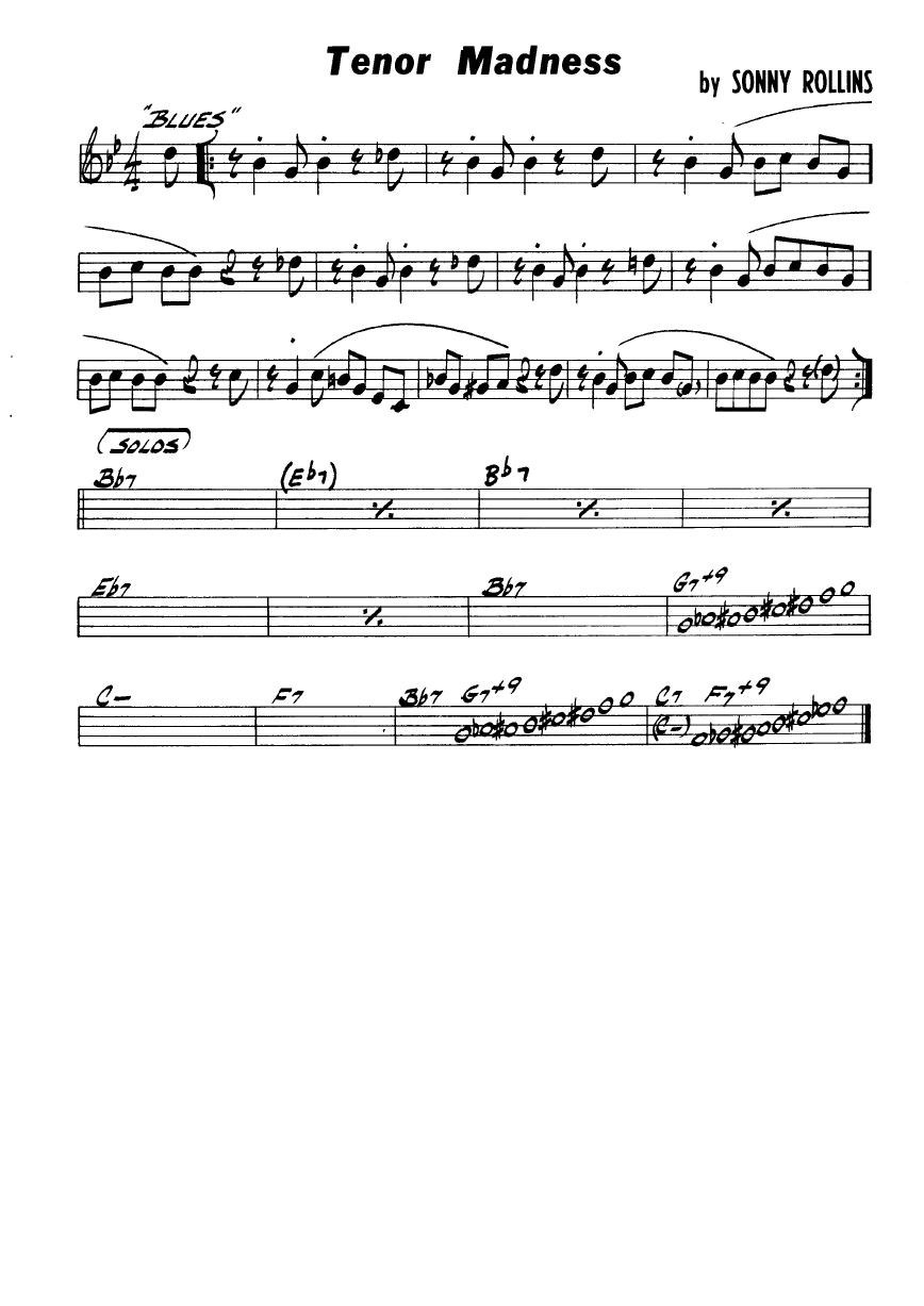 Ноты джазового стандарта: Tenor madness (Sonny Rollins)