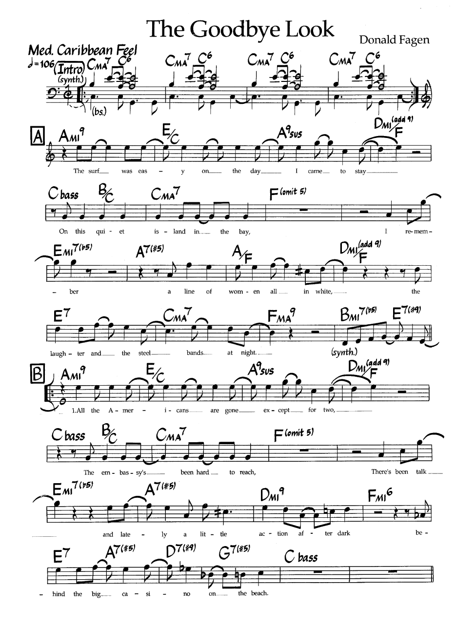 Ноты джазового стандарта: The goodbye look (Donald Fagen)