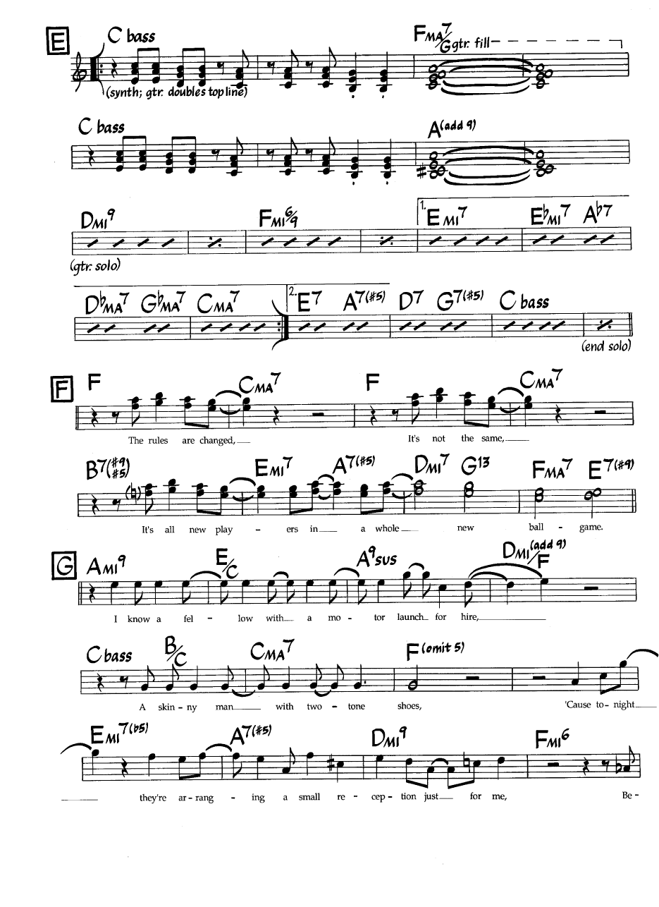 Ноты джазового стандарта: The goodbye look (Donald Fagen)