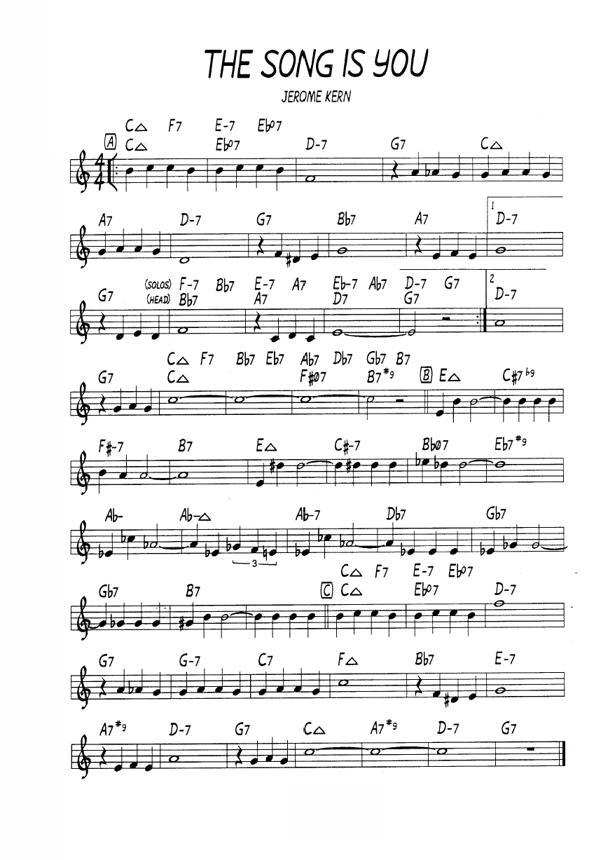 Ноты джазового стандарта: The song is you (Jerome Kern/Oscar Hammerstein II)