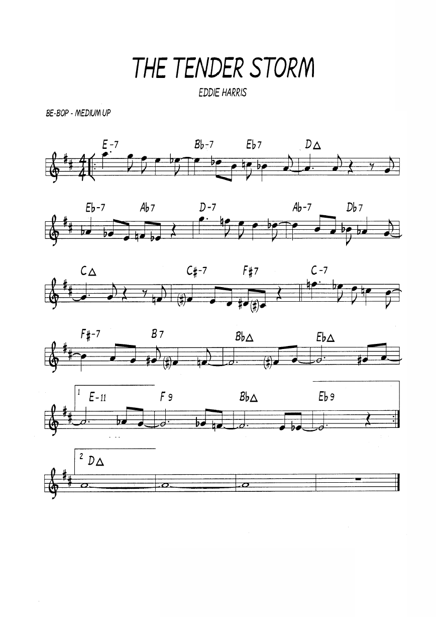 Ноты джазового стандарта: The tender storm (Eddie Harris)