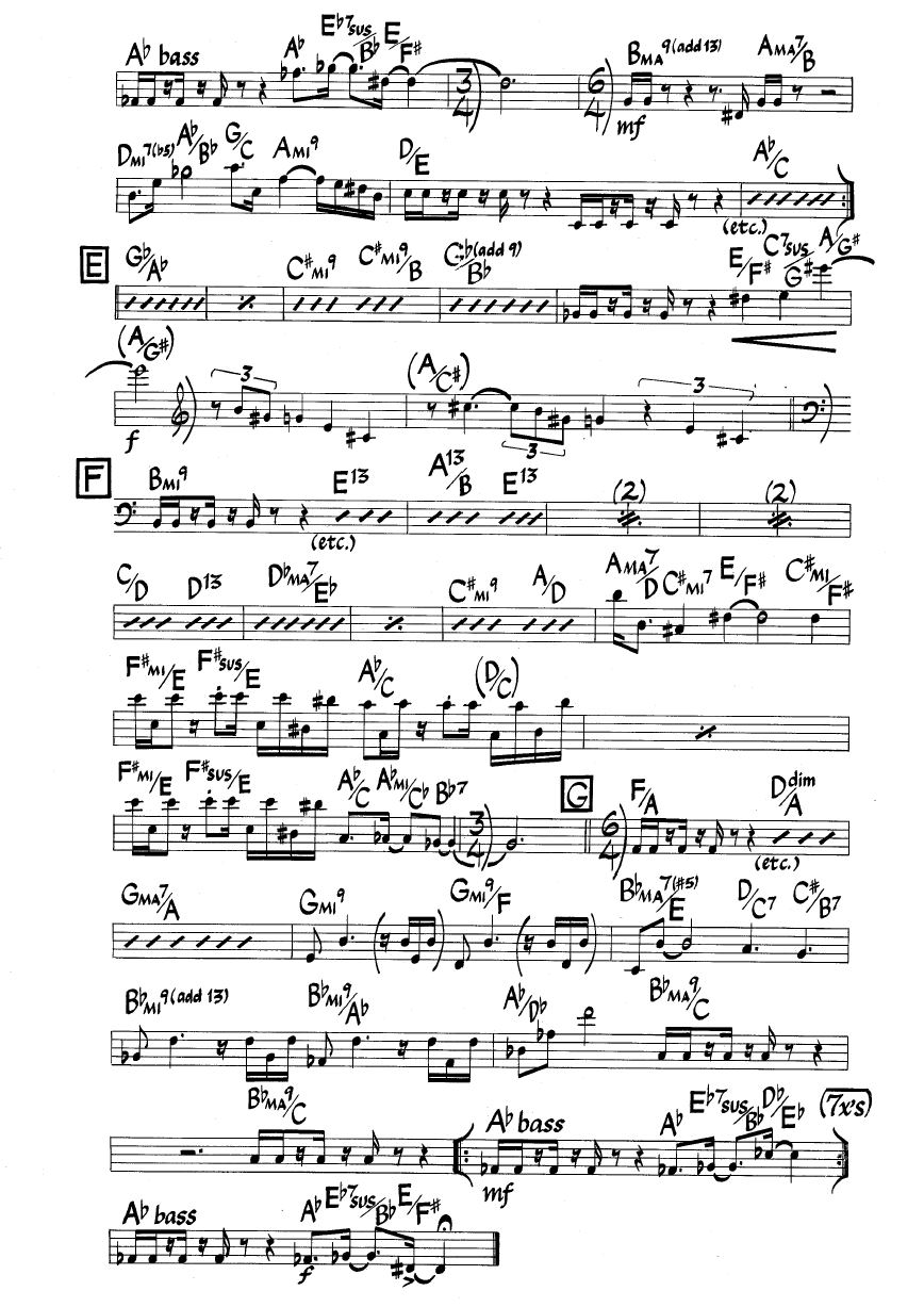Ноты джазового стандарта: The three marias (Wayne Shorter)
