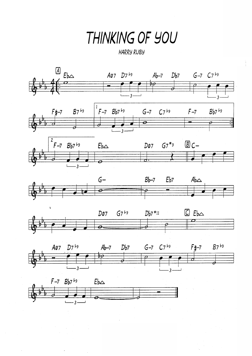 Ноты джазового стандарта: Thinking of you (Harry Ruby)