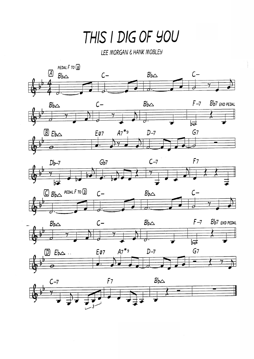 Ноты джазового стандарта: This i dig of you (Lee Morgan/Hank Mobley)