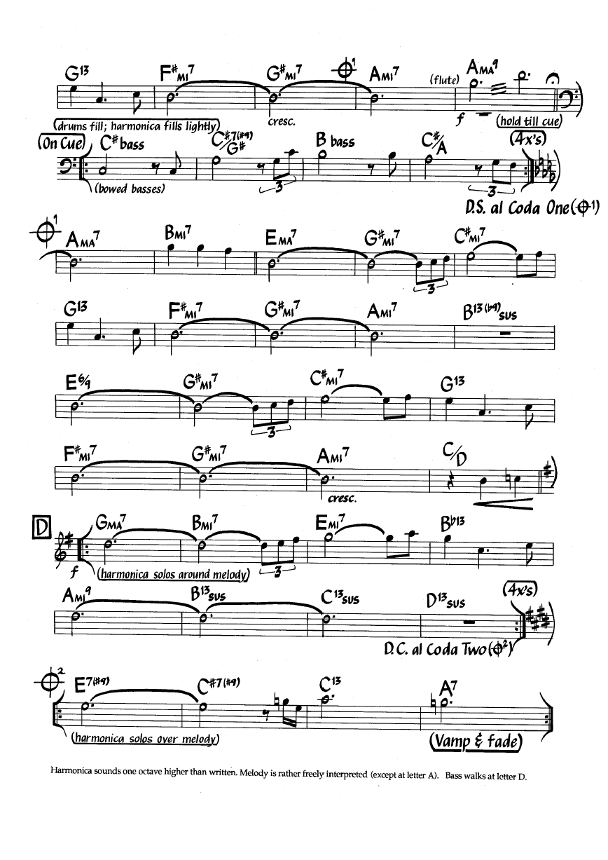 Ноты джазового стандарта: Three views of a secret (Jaco Pastorius)