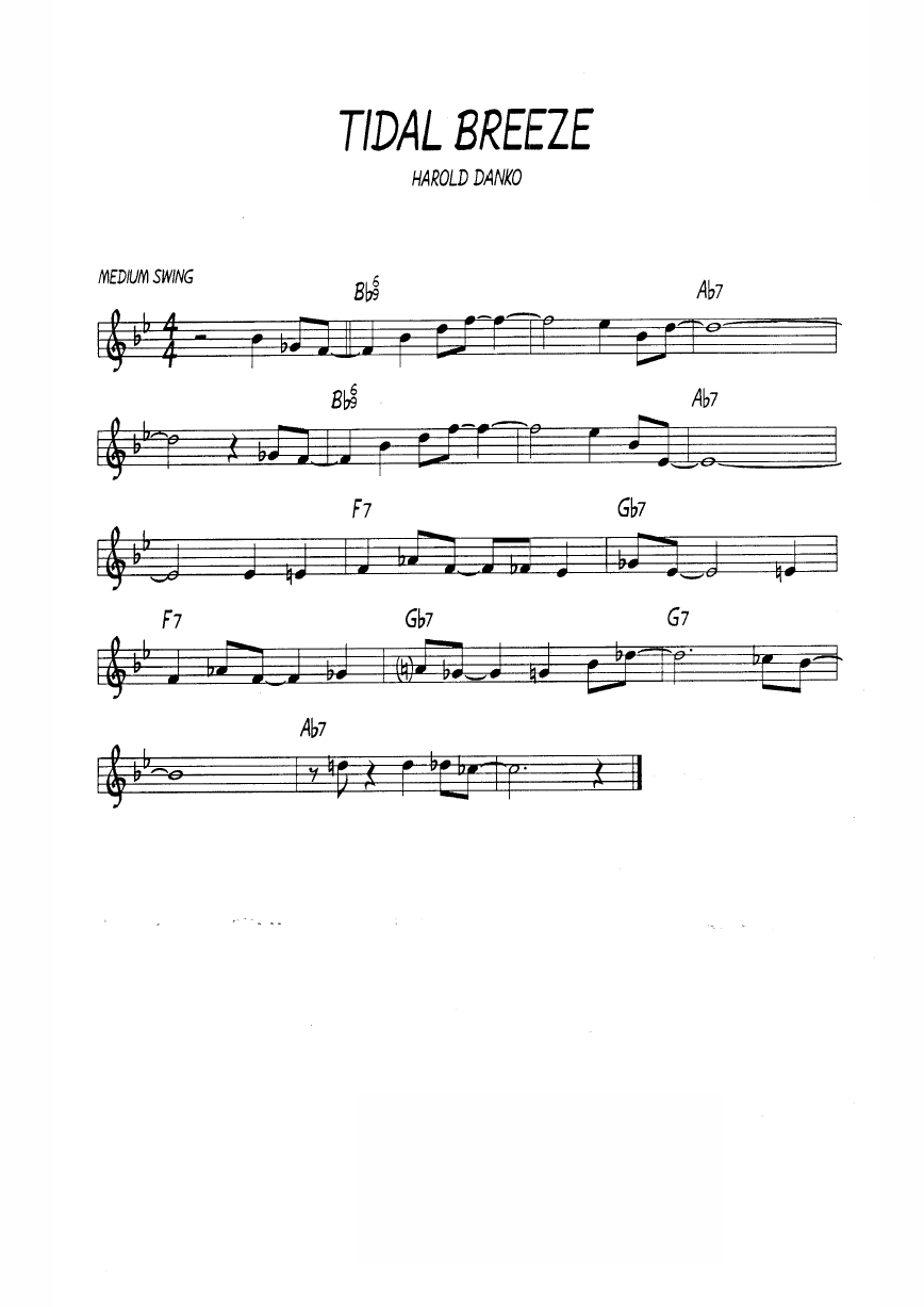 Ноты джазового стандарта: Tidal breeze (Harold Danko)