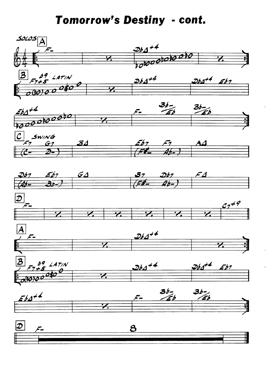 Ноты джазового стандарта: Tomorrow's destiny (Woody Shaw)