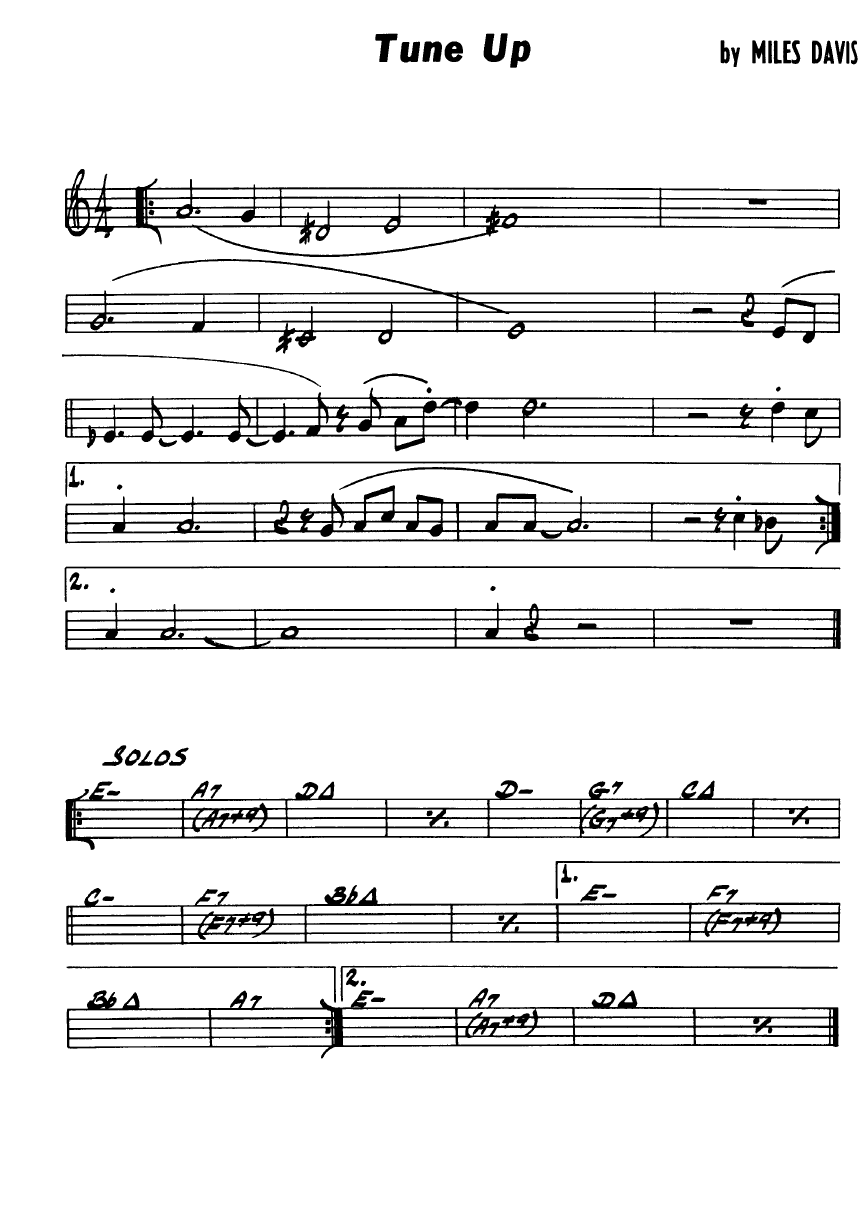 Ноты джазового стандарта: Tune up (Miles Davis)