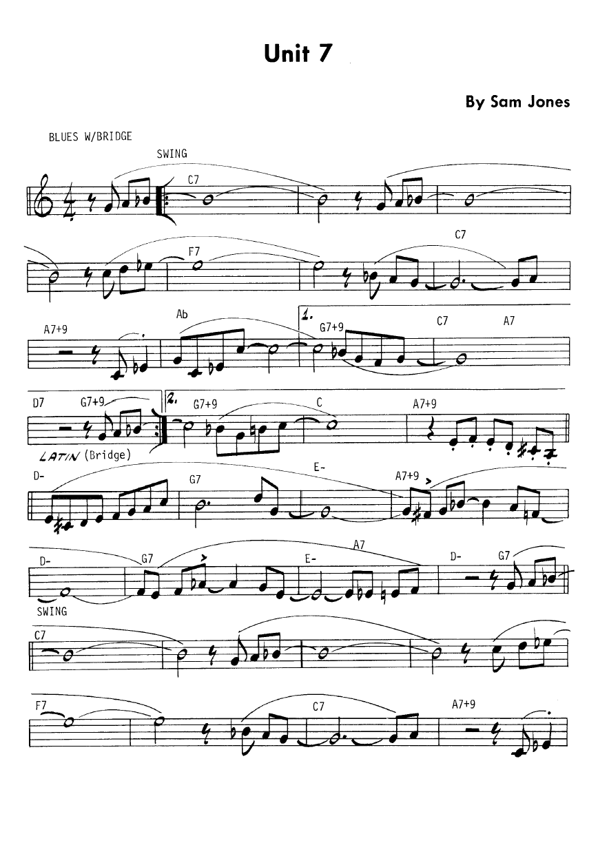 Ноты джазового стандарта: Unit seven (Sam Jones)