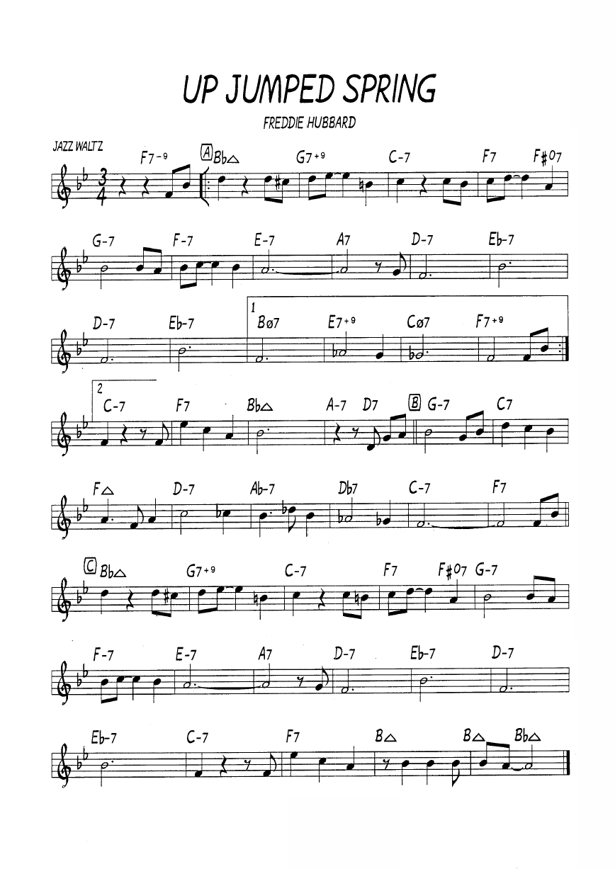 Ноты джазового стандарта: Up jumped spring (Freddie Hubbard)