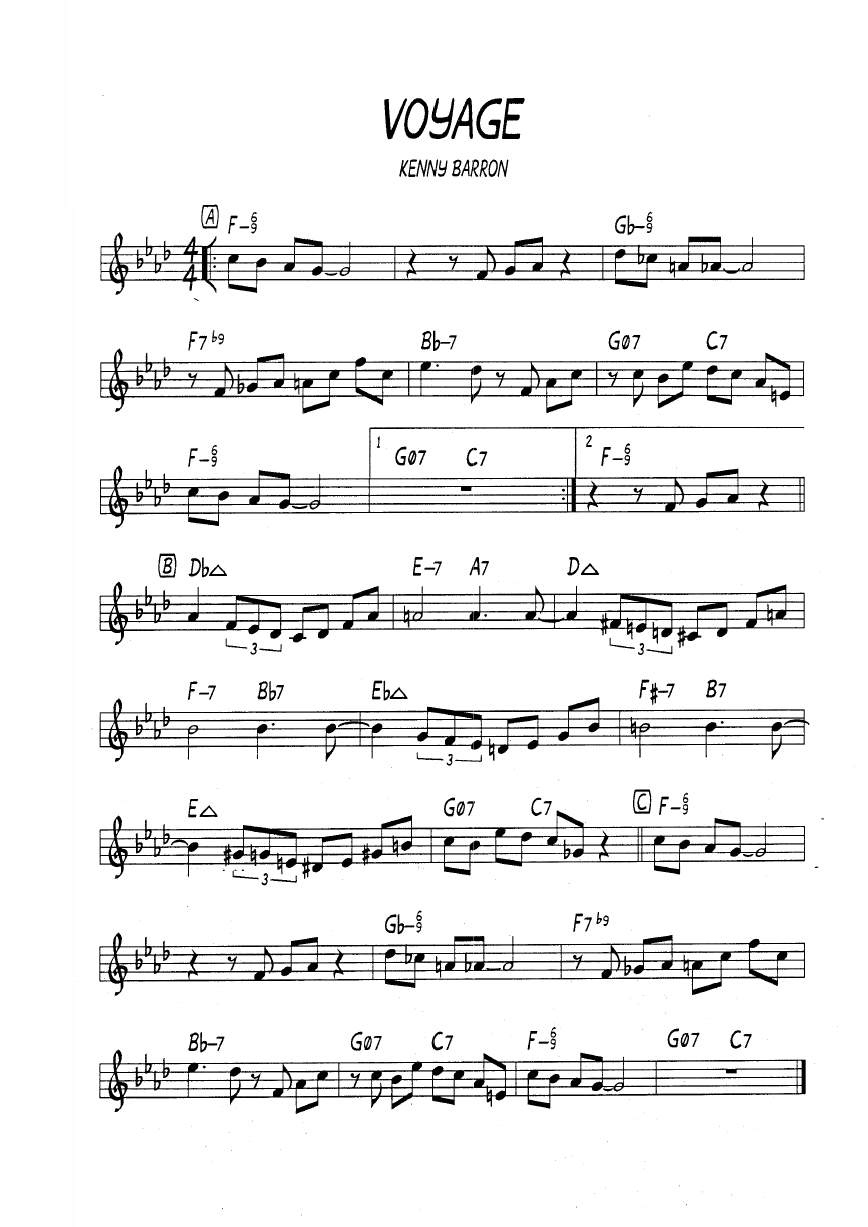 Ноты джазового стандарта: Voyage (Kenny Barron)