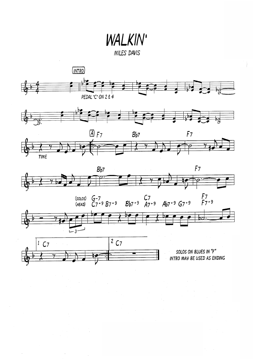 Ноты джазового стандарта: Walkin (Miles Davis)