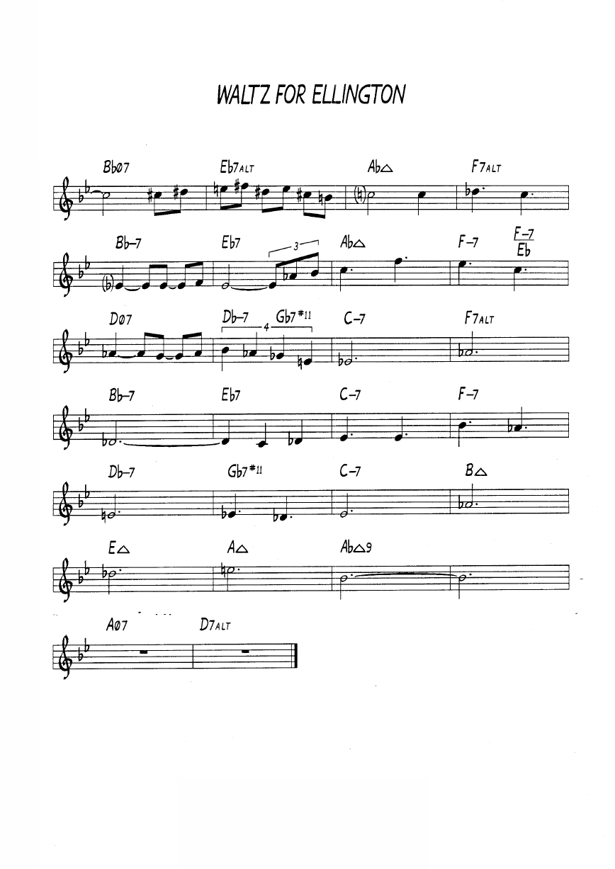 Ноты джазового стандарта: Waltz for ellington (Jeff Jenkins)