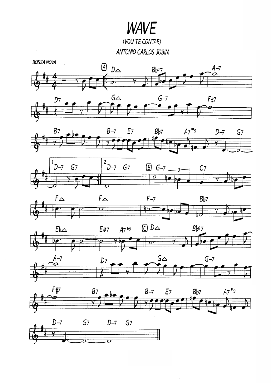 Ноты джазового стандарта: Wave (Antonio Carlos Jobim)