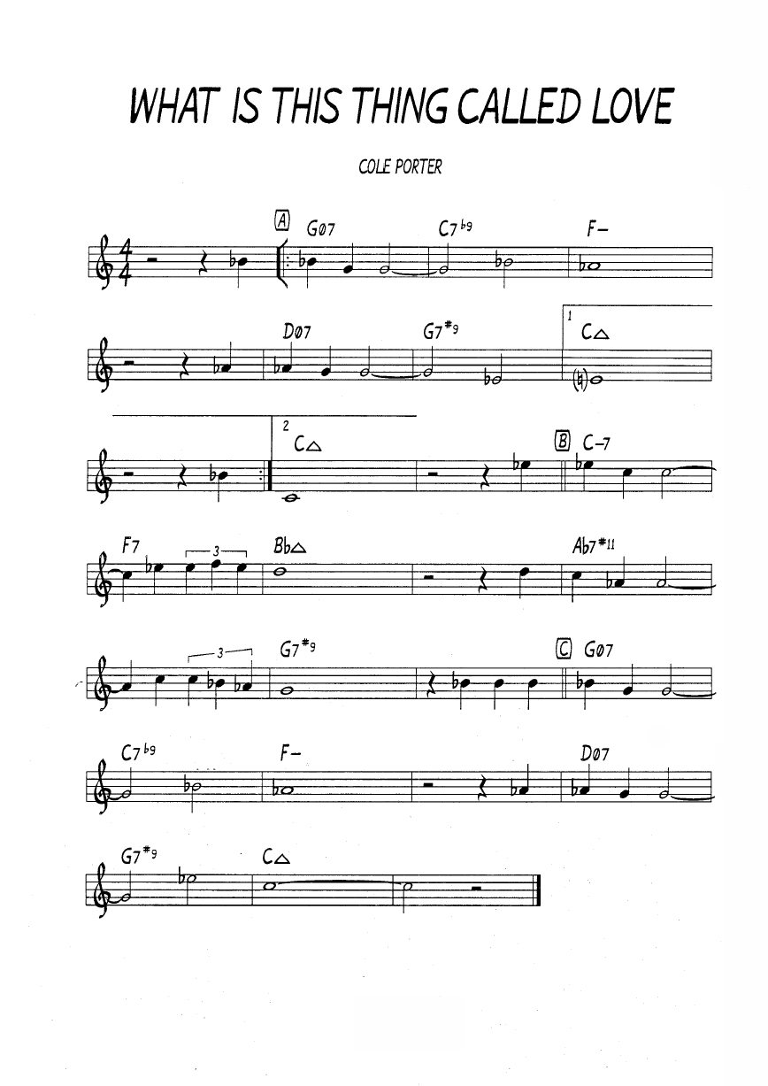 Ноты джазового стандарта: What is this thing called love (Cole Porter)