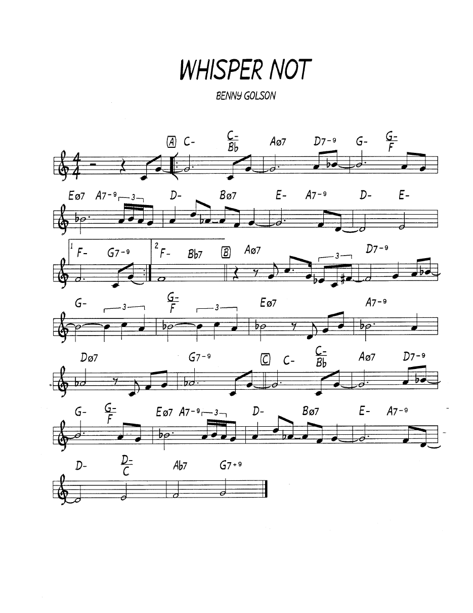 Ноты джазового стандарта: Whisper not (Benny Golson)