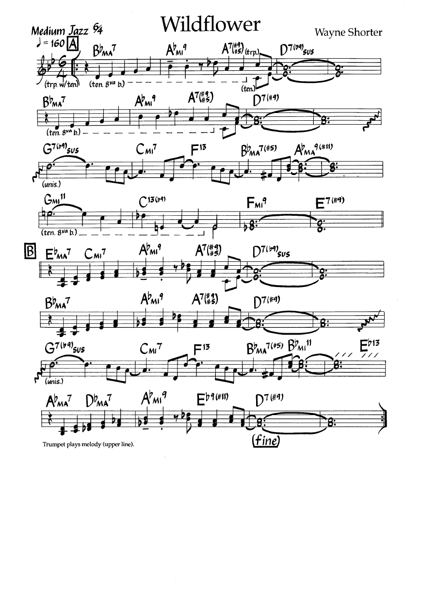 Ноты джазового стандарта: Wildflower (Wayne Shorter)