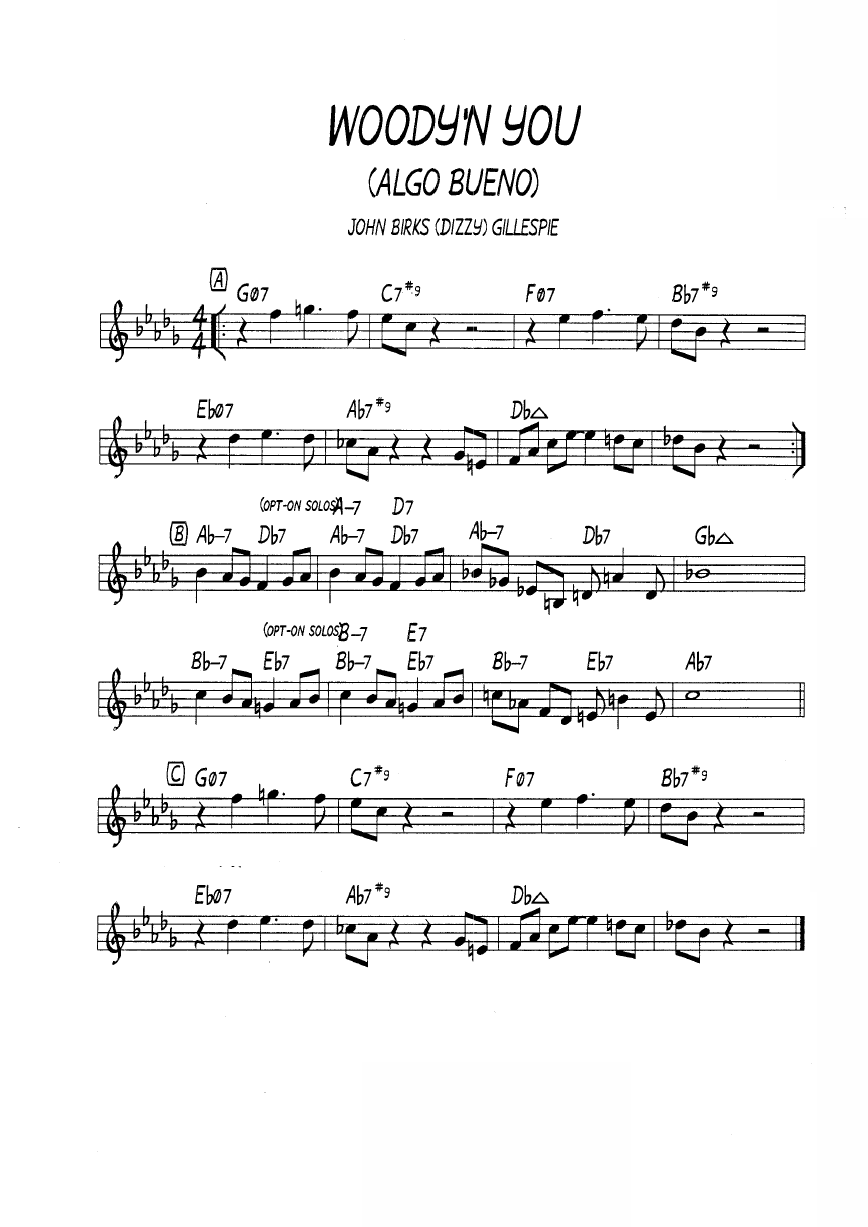Ноты джазового стандарта: Woody'n you (Dizzy Gillespie)