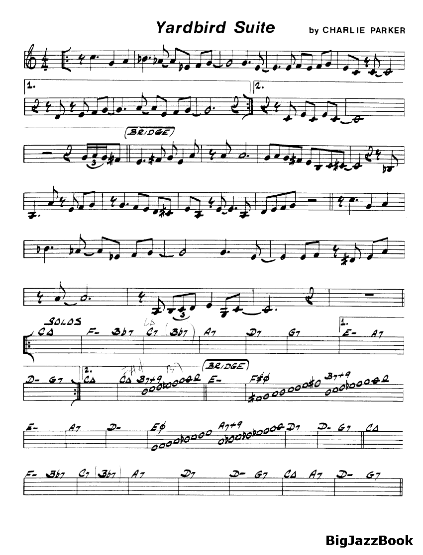 Ноты джазового стандарта: Yardbird suite (Charlie Parker)