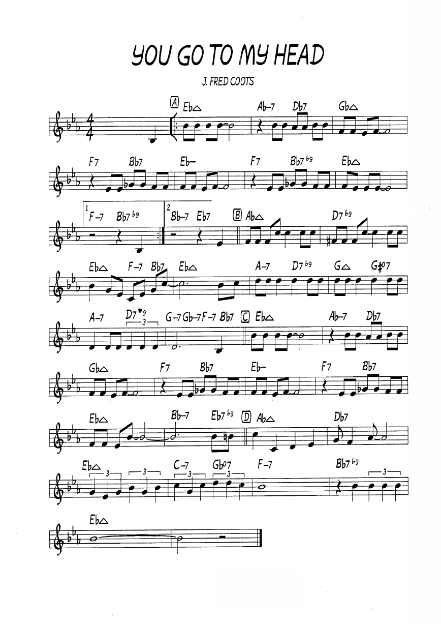 Ноты джазового стандарта: You go to my head (J.Fred Coots)