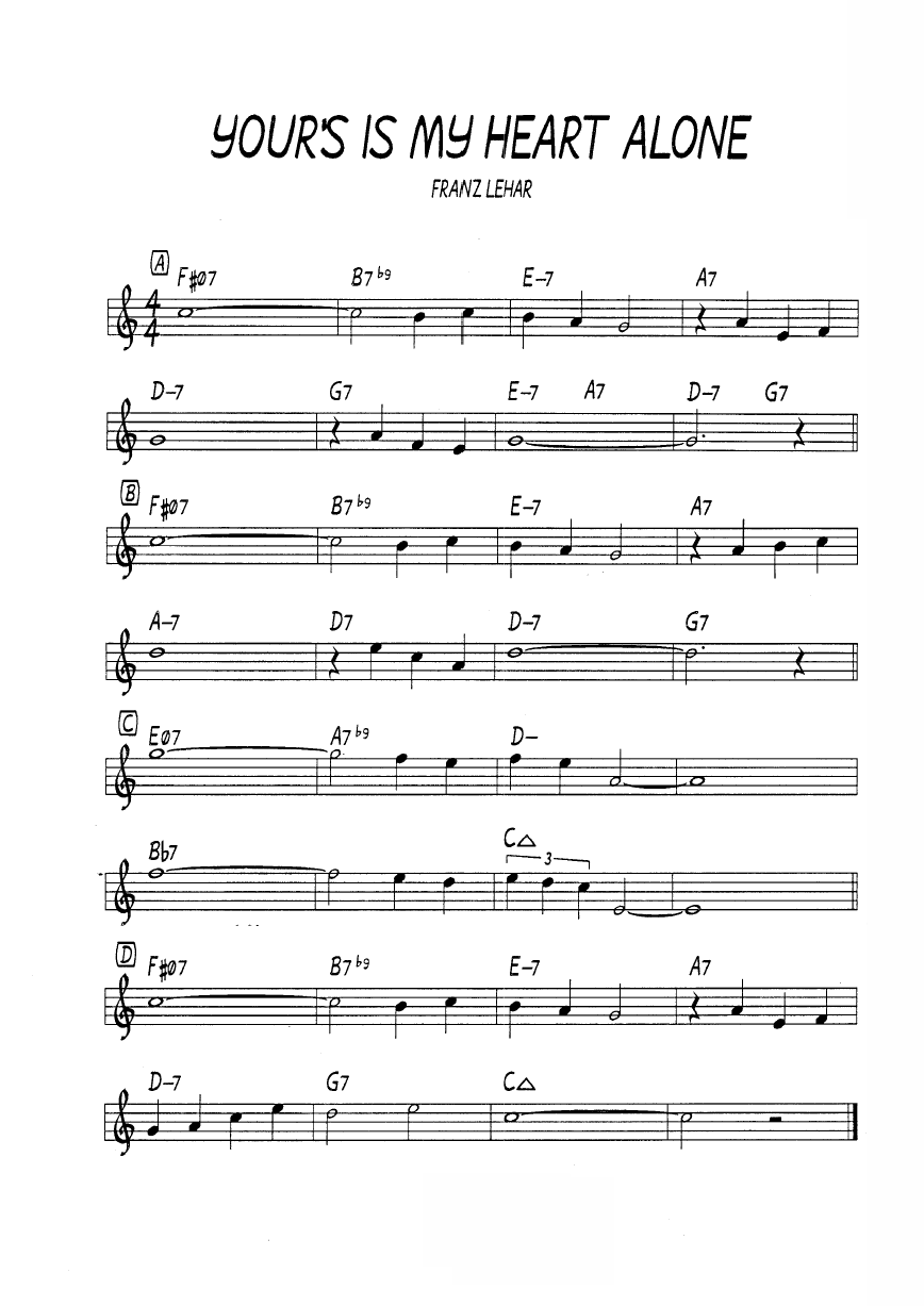 Ноты джазового стандарта: Yours is my heart alone (Franz Lehar)