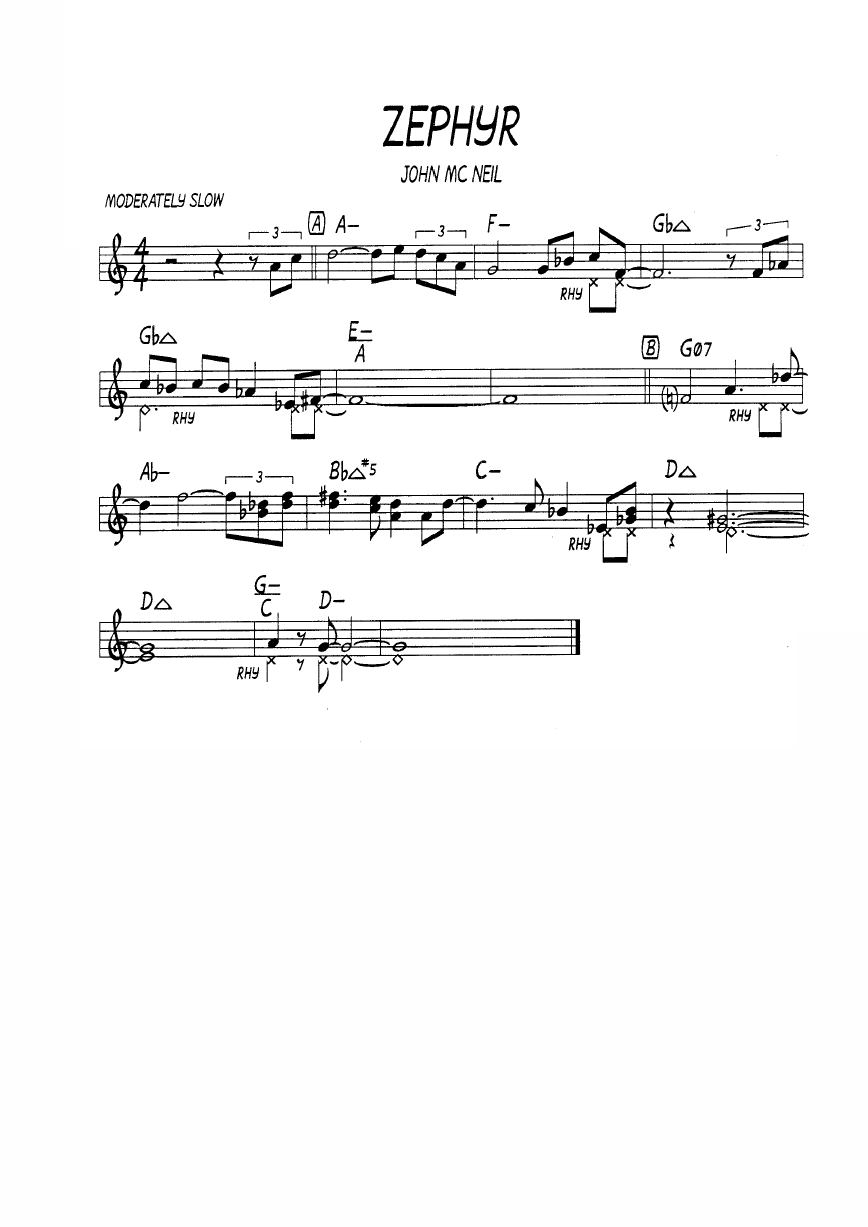 Ноты джазового стандарта: Zephyr (John McNeil)